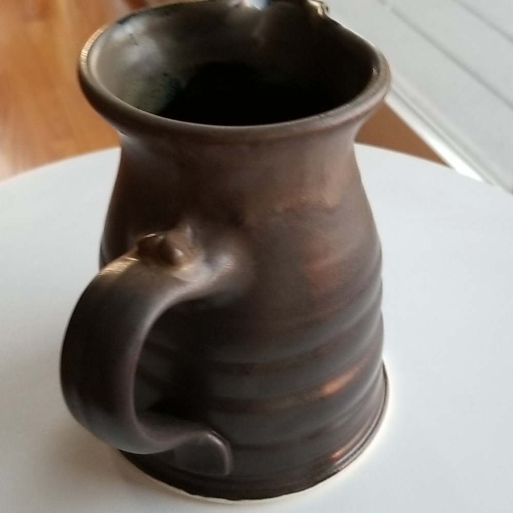 S.J Pottery signed Brown Heart Pitcher - Picture 5 of 8